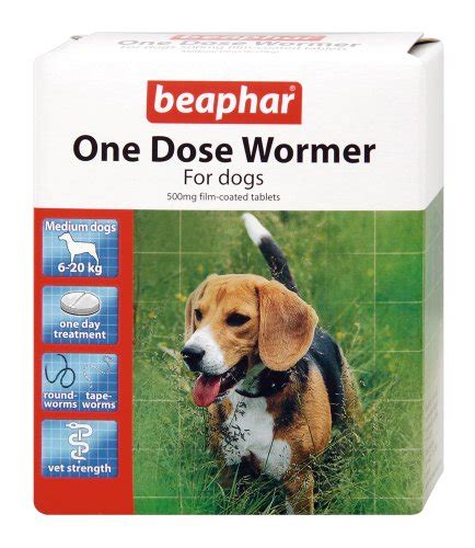 Beaphar One Dose Wormer for Medium Dogs 2 Tablets Worm Treatment for ...