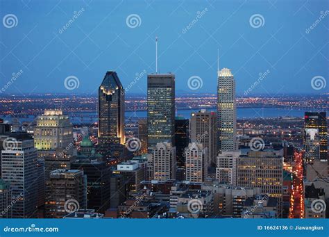 Montreal City Skyline at Sunset Stock Photo - Image of canada ...