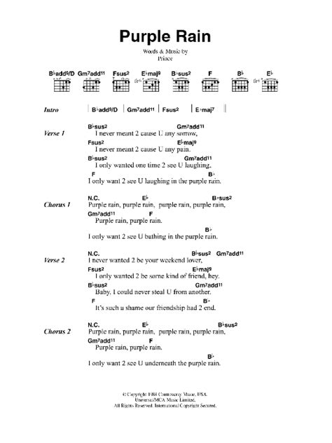 Purple Rain by Prince - Guitar Chords/Lyrics - Guitar Instructor