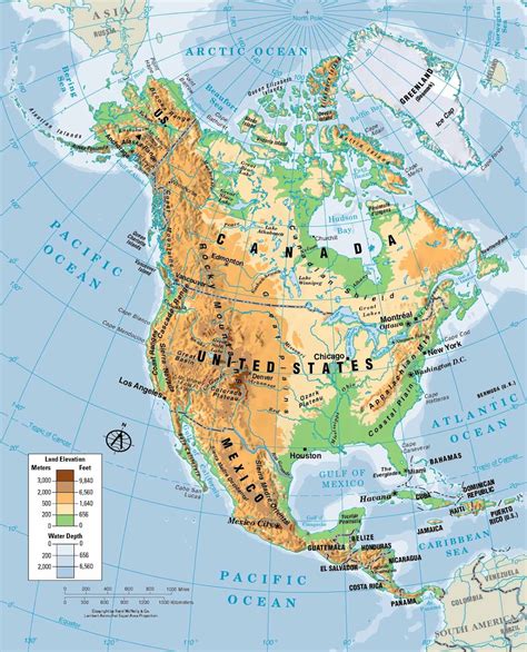 Mapa de America del Norte - Mapa Físico, Geográfico, Político, turístico y Temático.