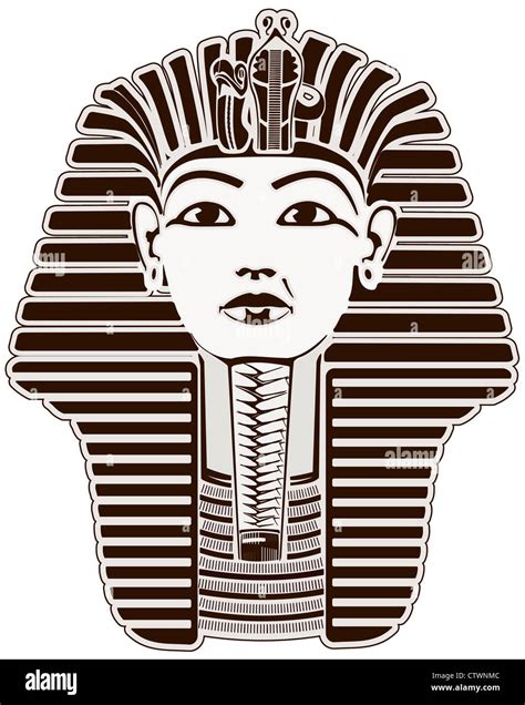 King Tut pharaoh, Egypt. Tutankhamun sphinx face mask outline Stock ...