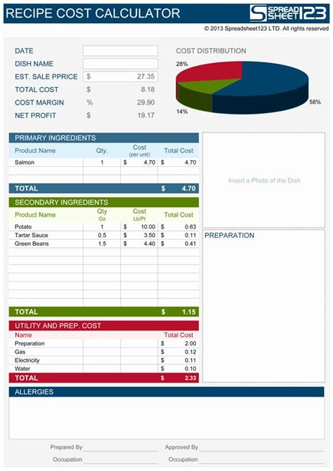 Food Costing Template Beautiful Recipe Cost Calculator for Excel ...