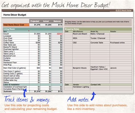 Get This Spreadsheet Home Decor Budget Mochi