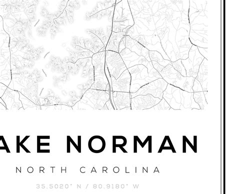 Lake Norman Map Print Map of Lake Norman Lake Norman North - Etsy