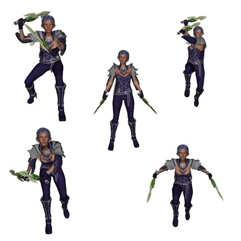 Dual Wield Swords Poses for G3 3D Figure Assets TheCava