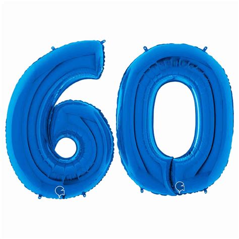 Blue Number 60 Balloons | 40 INCH | Number 60 balloons, Gold number balloons, Balloons