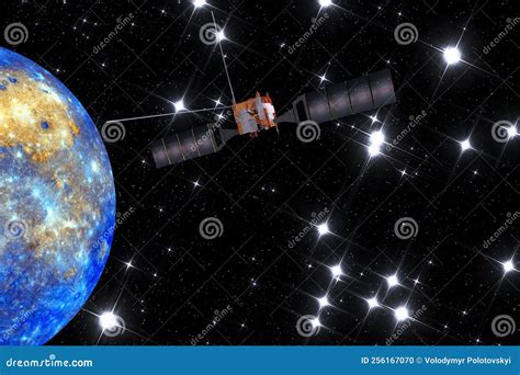 A Satellite Observes a Mercury Planet during a Space Mission.the Elements of this Image ...