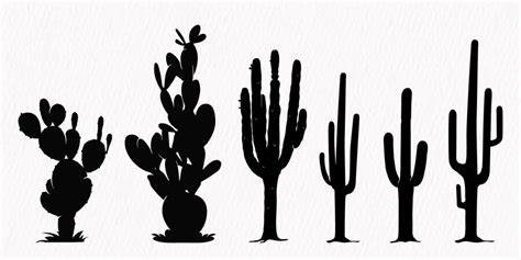 Premium Vector | Silhouette set of desert plants desert trees cactus ...