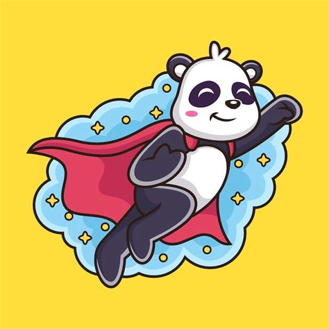 Premium Vector | Cute flying panda cartoon.