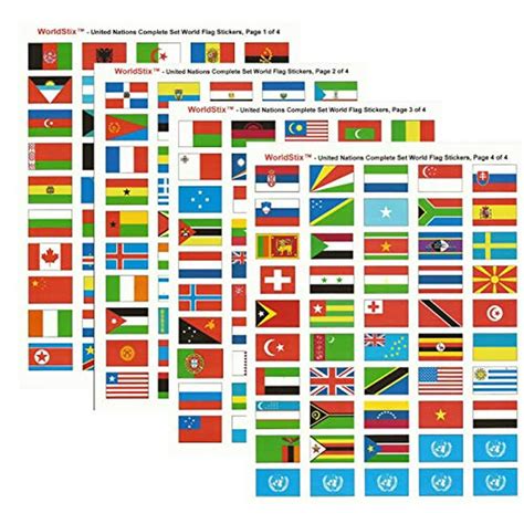 World Flag Stickers - United Nations Sticker Set; 1.5" x 1" Self ...