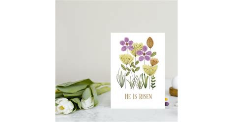 He Is Risen Easter Floral Card | Zazzle