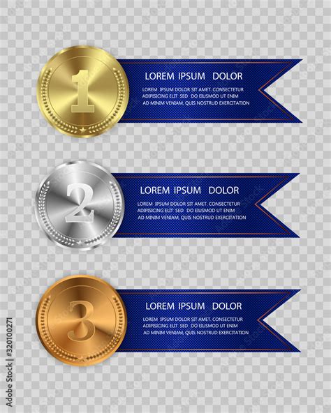 Set of gold, bronze and silver. Winner award competition, prize medal ...