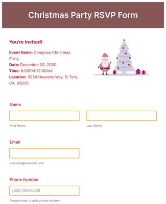 Christmas Party RSVP Form Template | Jotform