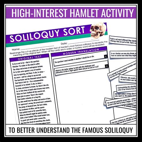 Hamlet To Be Or Not To Be Soliloquy Activity - Modern Translation Sort ...