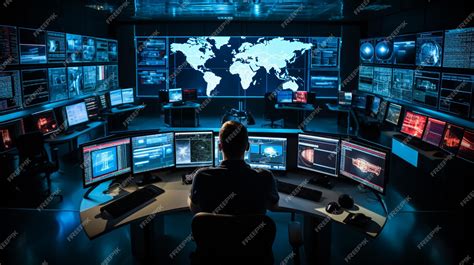 Premium AI Image | Futuristic Scene of HighTech Cybersecurity Office ...