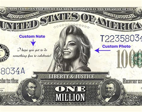 Personal Custom Realistic Digital 1 Million Dollar Bill. Fake - Etsy