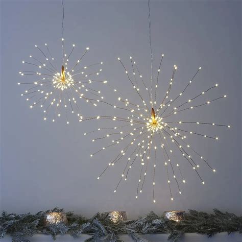 200 LED Remote Controller Battery Hanging Copper Starburst Lights Flash Lights for Christmas ...