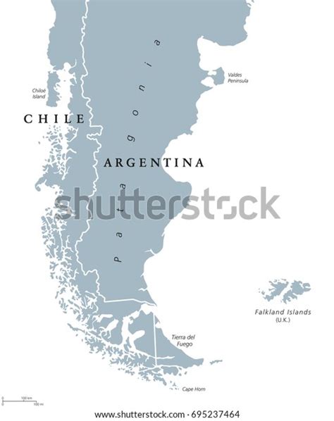 Patagonia Political Map Southern End Continent Stock Vector (Royalty Free) 695237464 | Shutterstock