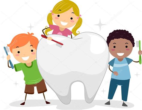 Kids Brushing a Tooth — Stock Photo © lenmdp #9548751