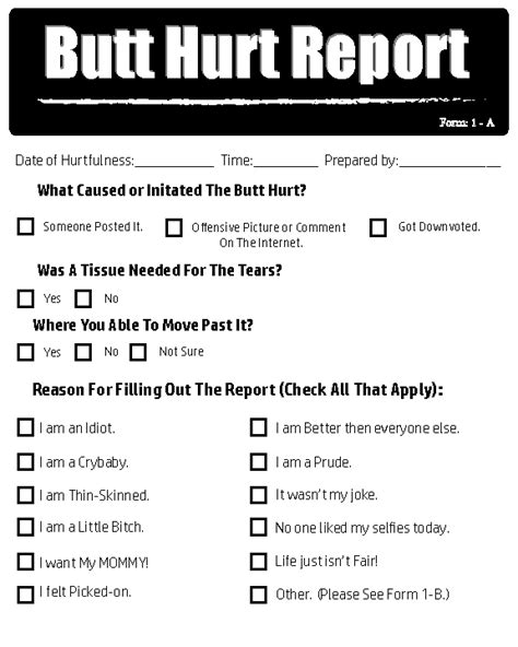 Butthurt Report Form Pdf