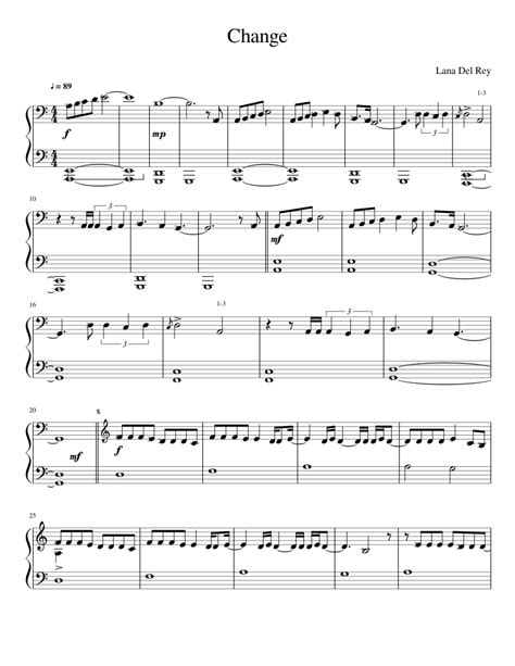 Change sheet music for Piano download free in PDF or MIDI