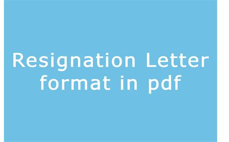 Resignation Letter Format in pdf
