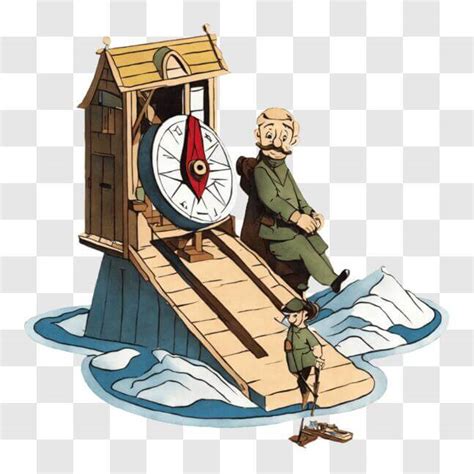 Download Cartoon Characters on Iceberg with Wooden Structure PNGs ...