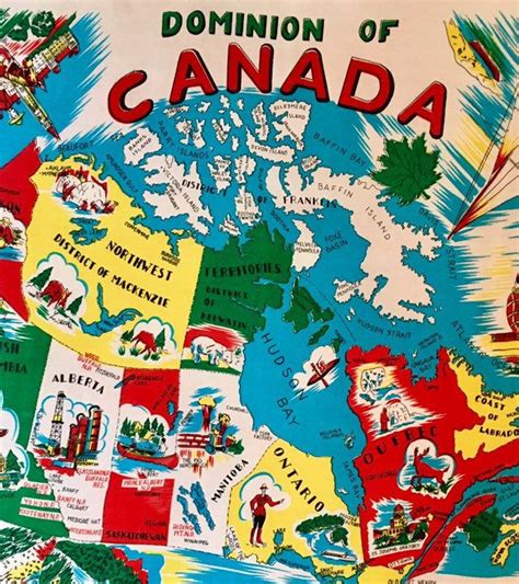 Vintage Dominion of Canada Square Scarf. Map of Canada/Souvenir/ Canada Day. Canada Cup, Spring ...