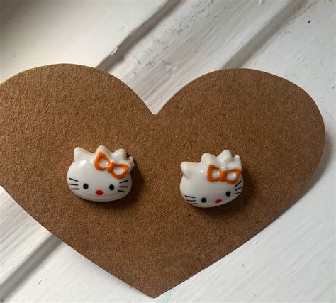 Kitty Earrings Hello Kitty Inspired Earrings Stud Earrings | Etsy