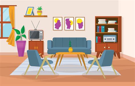 Retro Interior Sitting Room Background 12493392 Vector Art at Vecteezy