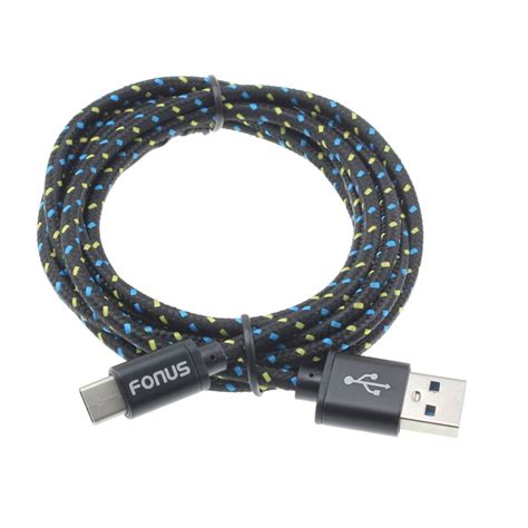 Black Durable Braided 6ft Long Type-C Cable Rapid Charger Sync USB Wire ...