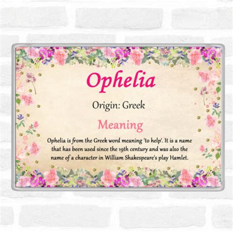 Ophelia Name Meaning Jumbo Fridge Magnet Floral | eBay