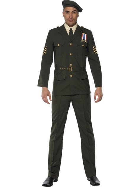 Adult 1940s Wartime Army Soldier Officer Uniform Mens Fancy Dress Stag Costume | eBay