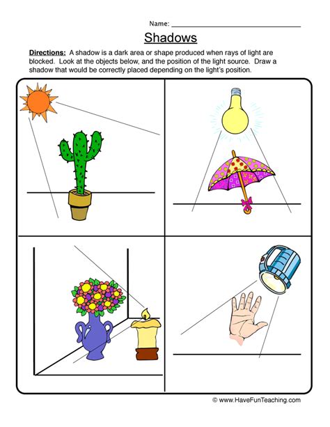 Shadows Drawing Worksheet by Teach Simple