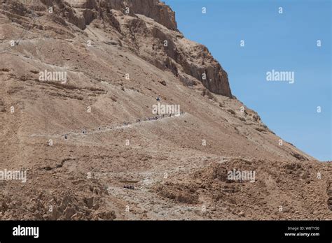 Israel, historic Masada aka Massada. Snake Path aka Snake Trail, hiking ...