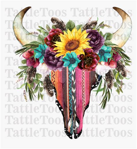 Transparent Floral Cow Skull, HD Png Download - kindpng