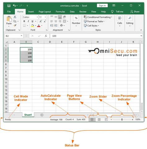 Excel Status Bar explained in detail