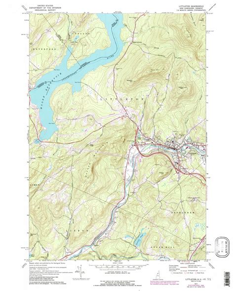 Littleton, New Hampshire 1971 (1988) USGS Old Topo Map Reprint 7x7 NH ...