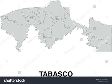 Vector Map of Tabasco Mexico Divided Into - Royalty Free Stock Vector ...