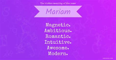 The hidden meaning of the name Mariam | Namious