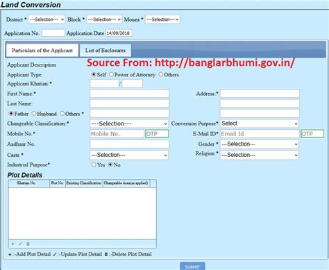 Banglarbhumi Land Conversion Online Application at banglarbhumi.gov.in