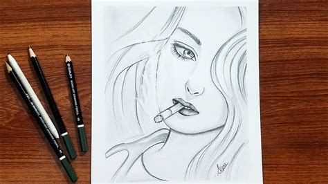 Girl Smoking Drawing