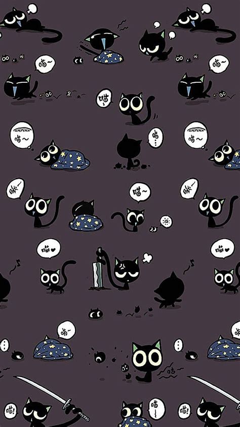 🔥 Free Download Cute Black Cat Pattern Iphone Wallpaper by @rbautista ...