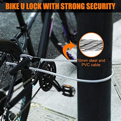 Aibrisk Bike U Lock with Cable, Heavy Duty Bicycle Lock with 4ft Flex ...