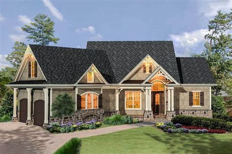 Plan 15884GE: Gabled 3-Bedroom Craftsman Ranch Home Plan with Angled Garage - 1873 Sq Ft ...