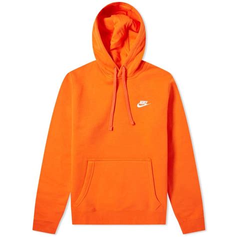 Nike Fleece Club Pullover Hoody in Orange for Men - Lyst