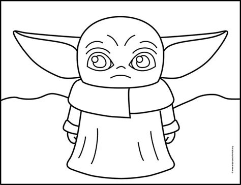 Easy How to Draw Baby Yoda Tutorial Video and Coloring Page - oggsync.com