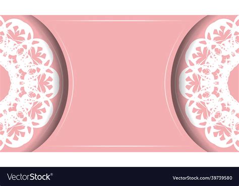 Pink banner template with vintage white pattern Vector Image