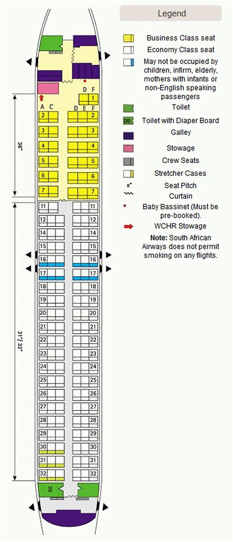 SOUTH AFRICAN AIRWAYS Airlines Aircraft Seatmaps - Airline Seating Maps ...