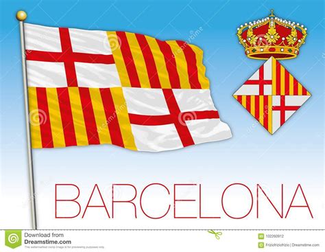 Flag and Seal of Barcelona City, Catalonia, Spain Stock Vector - Illustration of barcelona ...